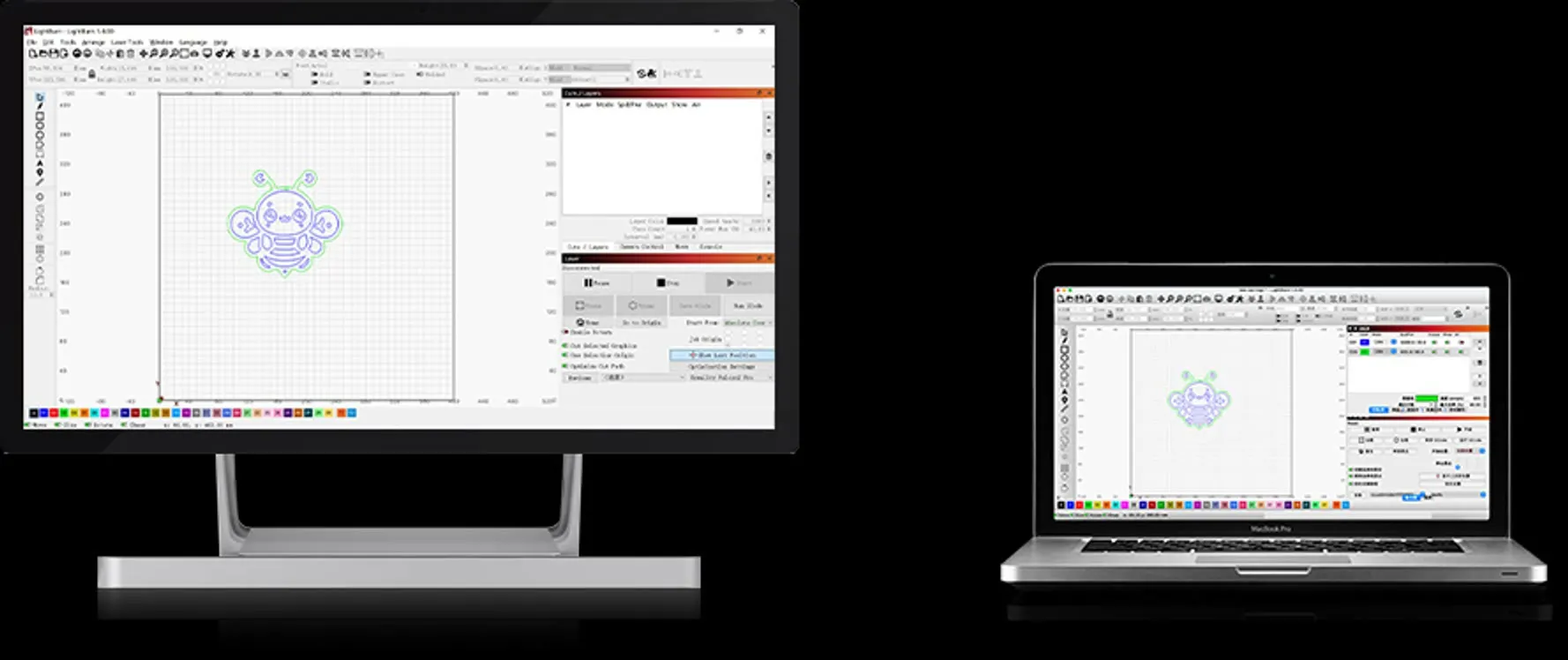 LightBurn, LaserGRBL i Falcon Design Space.
