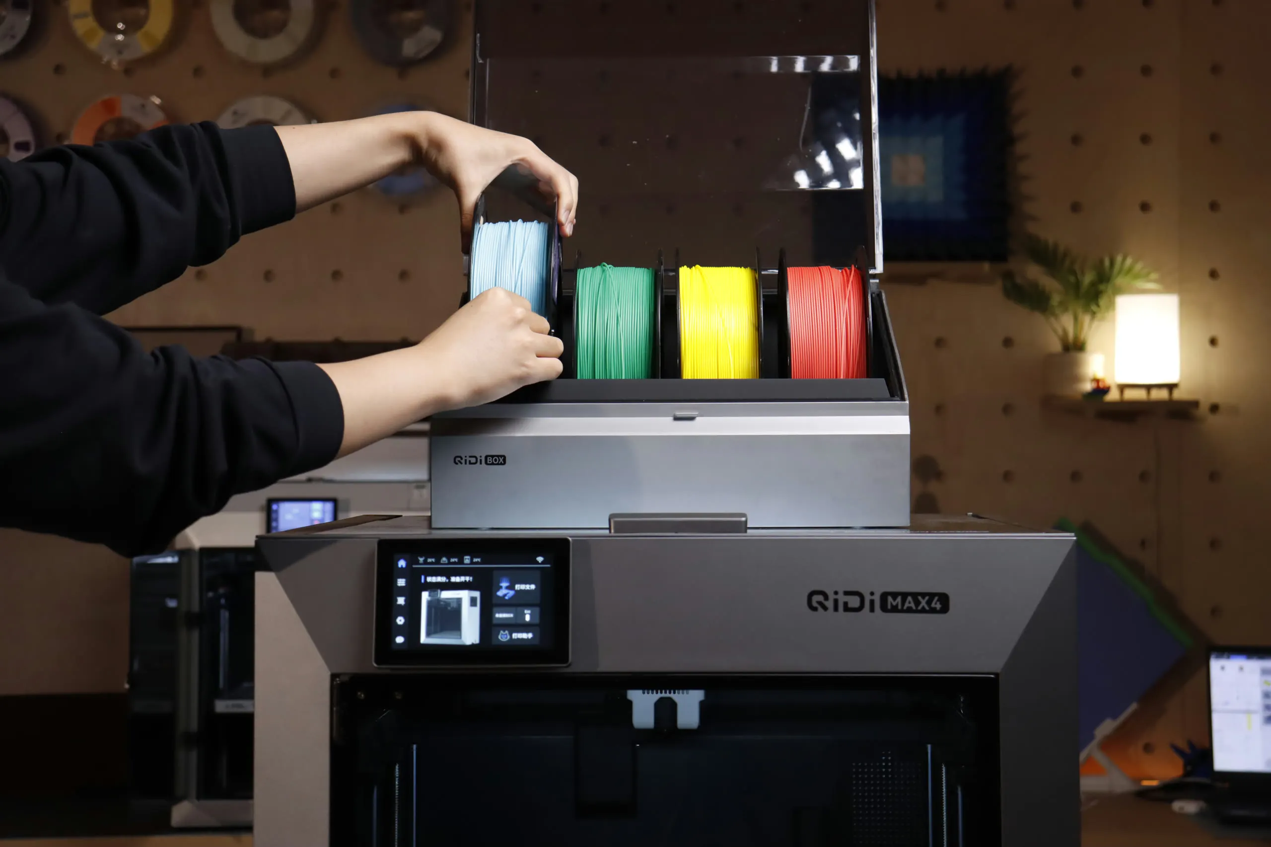 Four colors or materials in one print.