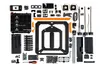 Official Prusa image showing CORE One+ INDX 4-tool assembly-kit components and build materials.