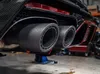 ELEGOO PET-CF automotive context image showing carbon-fiber printed exhaust-tip components.