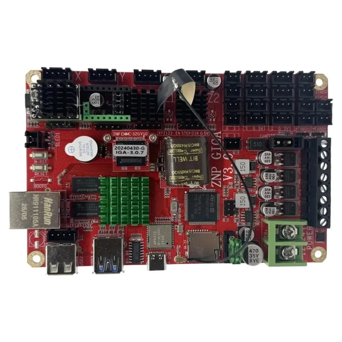 Elegoo OrangeStorm Giga ZNP GIGA V3.0 Klipper mainboard — clean front/top product view on a white background; manufacturer part 01.201.0052. Reputable retailer product image.