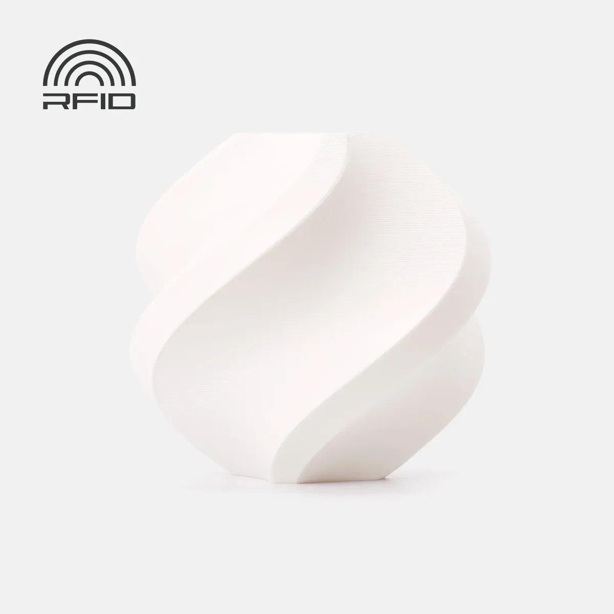 Bambu Lab PETG Matte White printed spiral vase on a neutral background; best verified white-color image, showing a printed sample rather than the 1 kg filament spool.