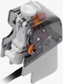 Bambu Lab AMS 2 Pro Feeder Unit three-quarter front view showing transparent housing and internal gears