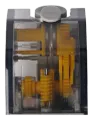 Close-up technical detail view of the Bambu Lab AMS Feeder Unit (Hall) transparent gear train, suitable as a secondary e-commerce detail image.