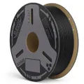Angled front product view of the ELEGOO PET-CF Carbon Fiber Black 1 kg filament spool on a white background.
