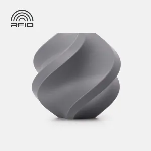 Bambu Lab PETG Matte Gray printed sample on a neutral background; RFID graphic included. Best verified gray-specific image, rather than a front view of the 1 kg spool.