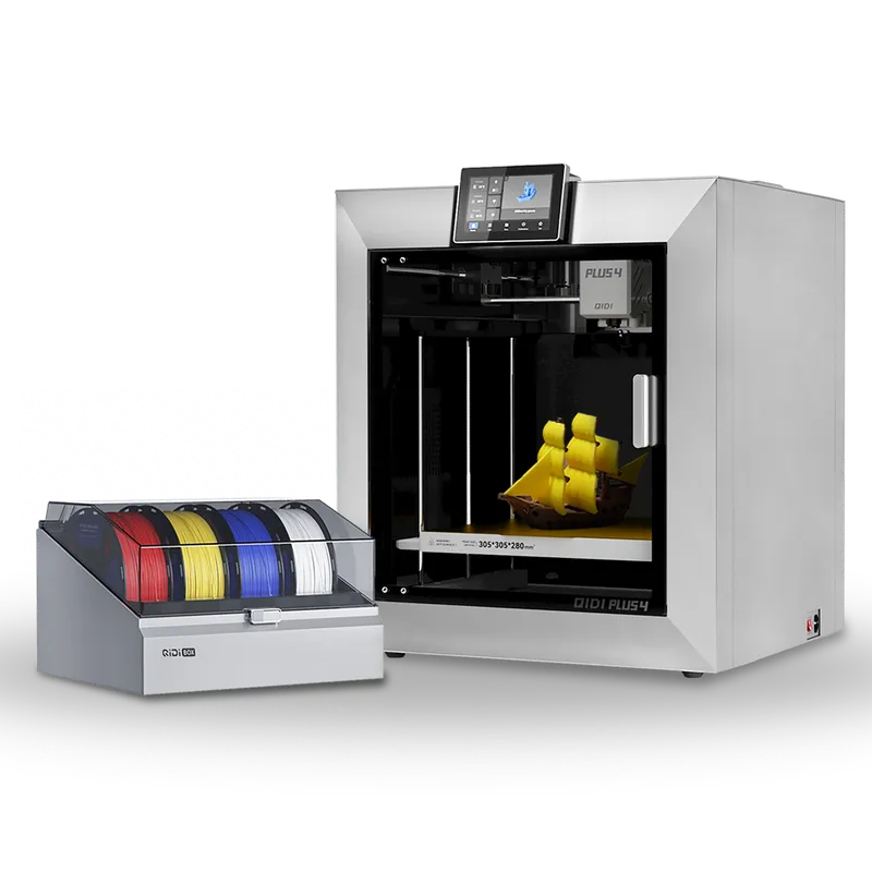 QIDI Plus4 Combo, including the Plus4 printer and QIDI Box multi-filament system, official 1600×1600 product image on a neutral background.