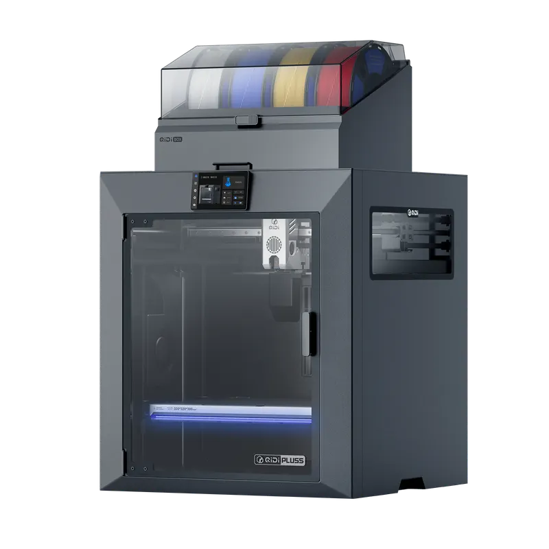 QIDI Plus5 Combo front three-quarter product view with QIDI Box installed; official 1600×1600 PNG with transparent background.