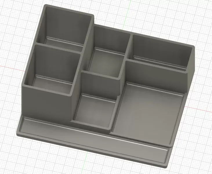 3D model stolního organizéru s několika přihrádkami na drobnosti