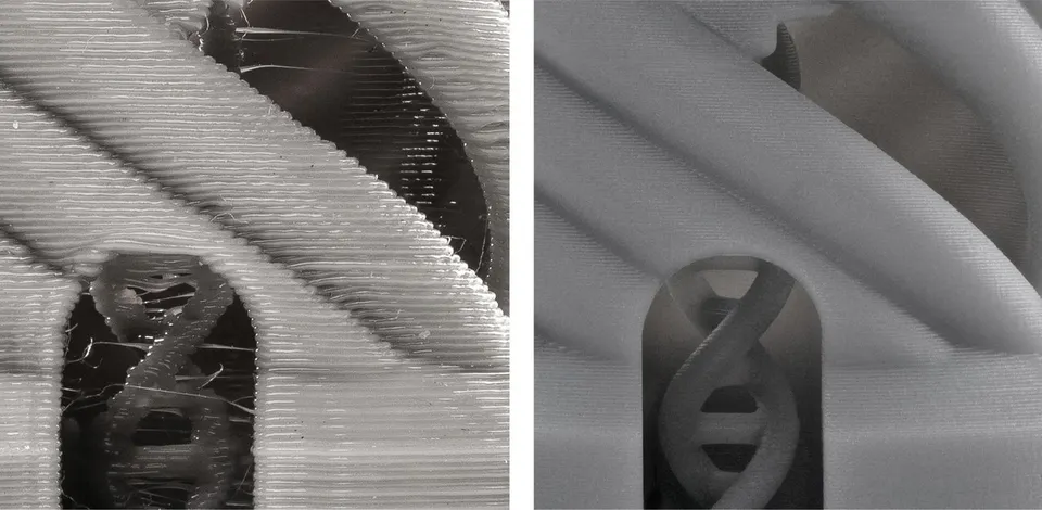 Porovnání povrchu a detailu u dílů vytištěných různými technologiemi 3D tisku