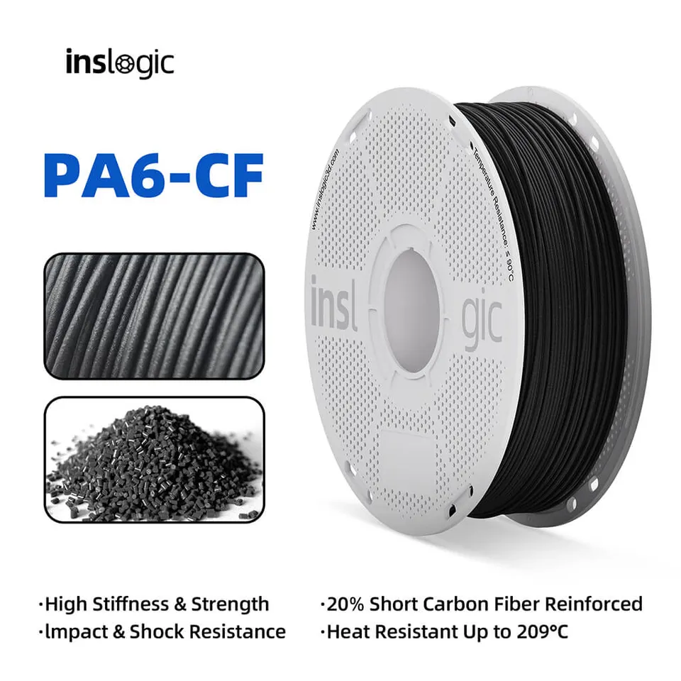 Cívka PA6-CF filamentu s detailem karbonem plněného materiálu